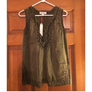 Olive green detailed tunic w/tassels